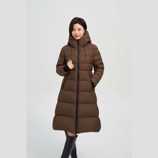 【甜甜粉丝专享】女士长款连帽加厚保暖收腰过膝长款羽绒服8813
