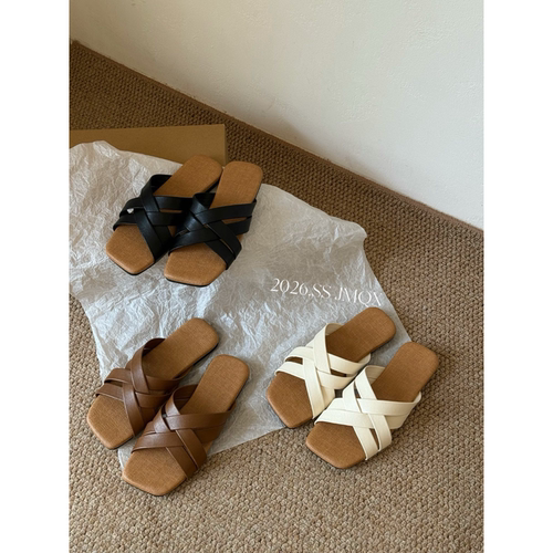 夏新款亚麻编织平底罗马凉鞋女