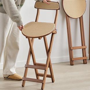 可折叠高脚凳咖啡厅收银台吧台靠背椅子家用便捷式结实成人小板凳