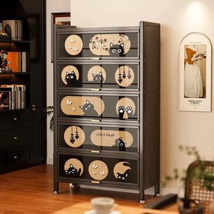 黑色中古风钢制斗柜客厅靠墙五斗柜储物柜铁皮柜床尾柜卧室置物柜