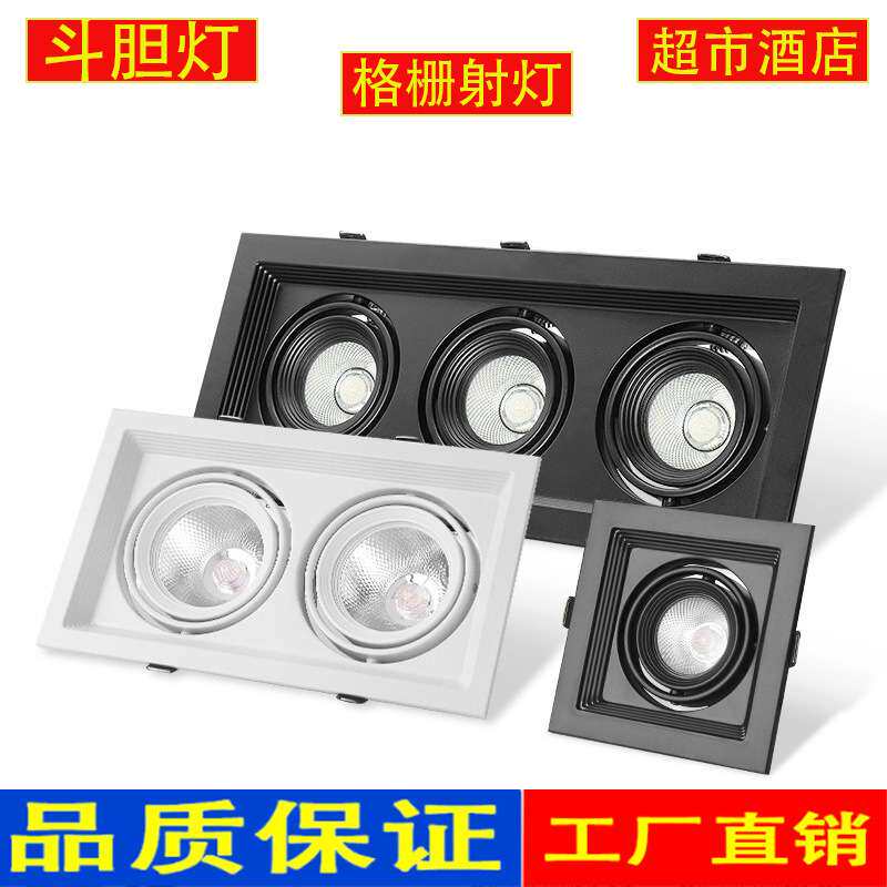 格栅射灯嵌入式斗胆灯双头豆胆灯led天花灯商用酒店洗墙灯筒灯