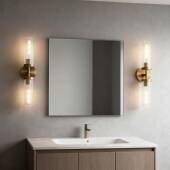 式 现代简约厅铜本色璃直纹玻灯罩壁56947灯客卧室书房床头浴室柜