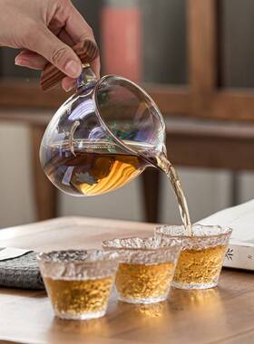茶道零配玻璃茶茶高硼硅式幻彩木海柄公杯创意单个BL021加厚耐热