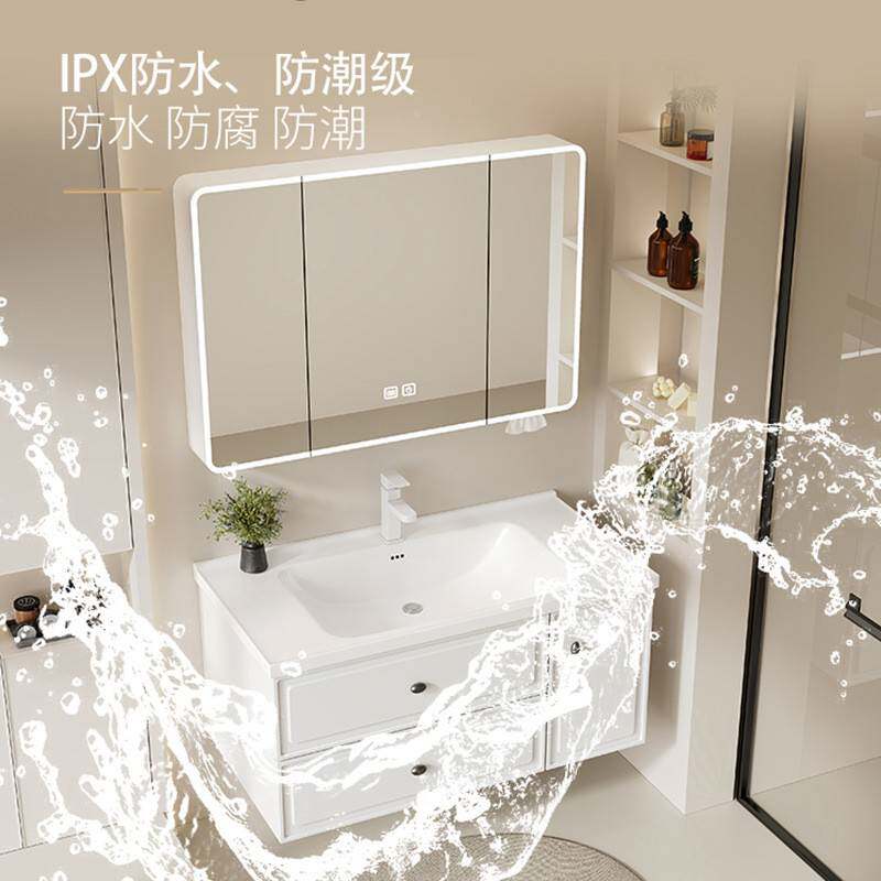 中古风浴室350柜防潮不钢蜂窝铝瓷洗陶柜手台带抽屉锈浴室陶瓷一