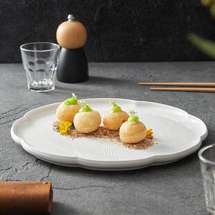 白色子家用高SOL级感意西盘餐牛排盘盘精致甜品盘陶瓷餐盘面菜盘