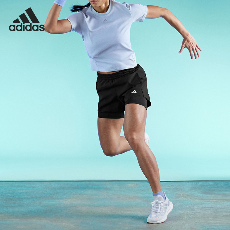 Adidas阿迪达斯女款夏季新款内衬休闲速干训练运动健身短裤HN1044 - 实物图