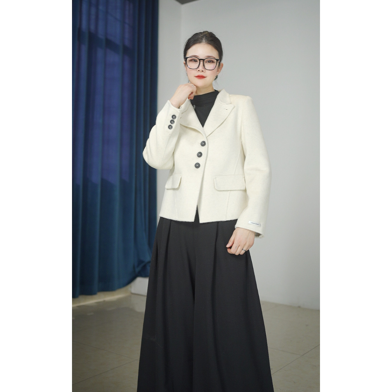 【26848】羊毛大衣短款小西装时尚绵羊毛女装双面毛呢外套