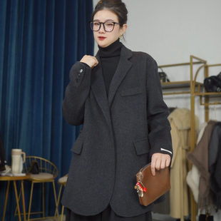 【26829】西装领中长款设计师款侧开叉后开叉秋冬保暖羊毛大衣