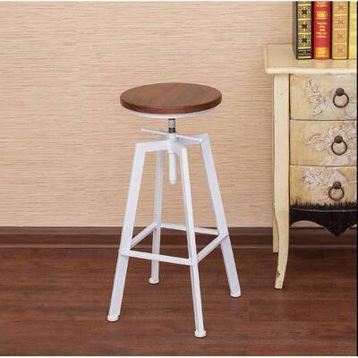 美式65754实木铁做电脑椅酒椅复古椅旧餐椅休闲椅吧升艺降吧台椅