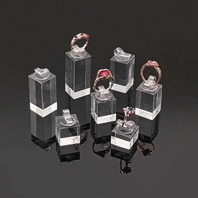 7Pcs Different Height Acrylic Round/Square Finger Ring Jewel