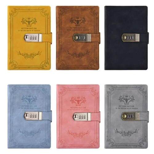 A5 200 Pages Retro Password Book with Lock Diary Thickened C