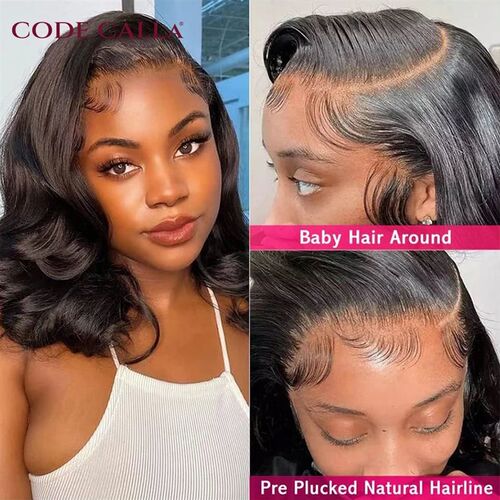 Body Wave Short Bob Wig Transparent 13X4 Lace Front Human Ha