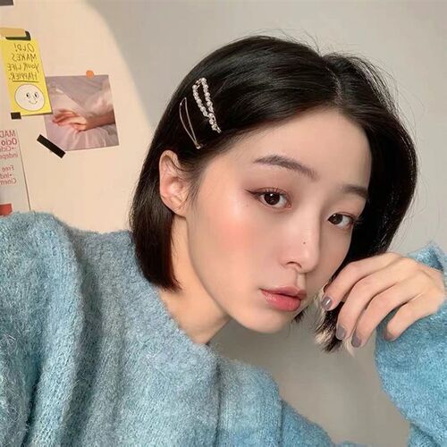 Handmade Pearls Hair Clips Pin for Women Fashion Geometric B