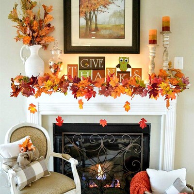 Fall Garland Maple Leaf,Vine Artificial,Christmas decoration