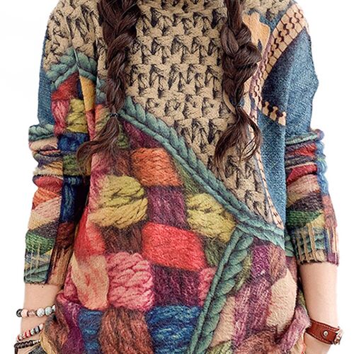 Max LuLu New Fashion Womens Vintage Print Jumpers 2021 Winte