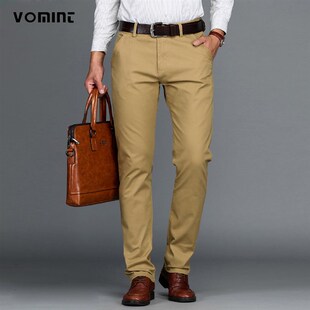 Mens Pants Cotton Casual  Stretch Male Trousers Long Straigh