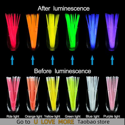 100Pcs Party Fluorescence Light Glow In The Dark Sticks Brac