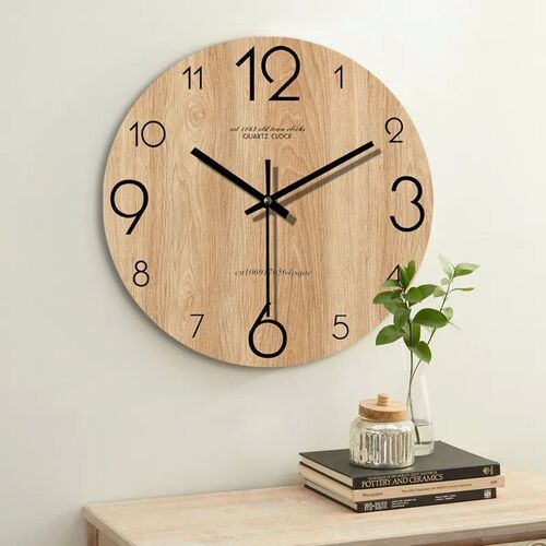 Vintage Wood Grain Simple Wall Clocks Silent Creative Living