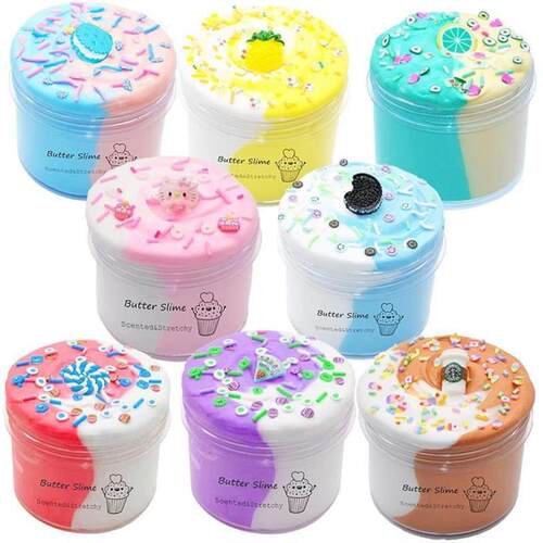 8 Pack Butter Slime Kit for Kids Two-Toned Colorful Stress R