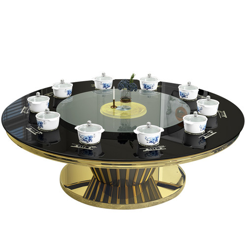 一人一锅小火锅家用大圆桌火锅桌子电磁炉一体火锅桌桌椅餐桌