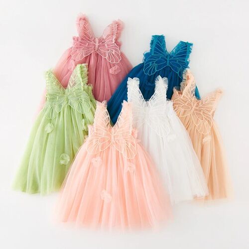 Childrens Cute Puffy Fairy Dress Girls Mesh Suspender Dress