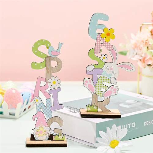 Spring Easter Bunny Rabbit Wooden Ornaments DIY Crafts Kids