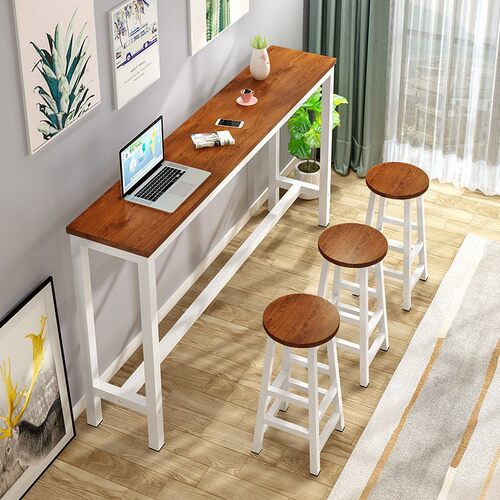 Bar table simple narrow desk high foot long table chair set