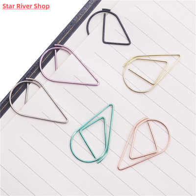 50 Pcs Metal Material Drop Shape Paper Clips Gold Silver Col