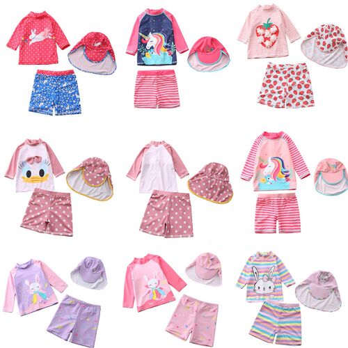 1~8Y Toddler Baby Girls Swimsuit Long sleeves Swimming suit