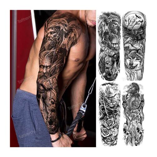 Amazing Temporary Tattoos men large full arm sleeve tattoo
