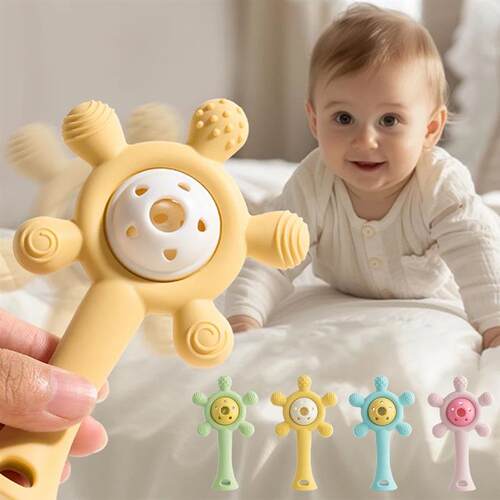 1Pc Candy Color Baby Silicone Teether Rattle Toy Safe Teethi