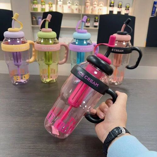 2024 Summer Plastic Cup Large Capacity Plastic Straw Drink B
