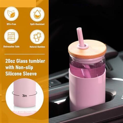 Tumbler Glass Water Bottle Iced Coffee Cup Smoothie Drinking