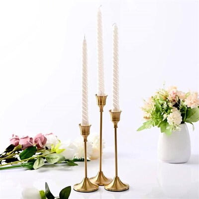 Set of 3 Vintage Elegant Metal and Aluminum Tabletop Candle