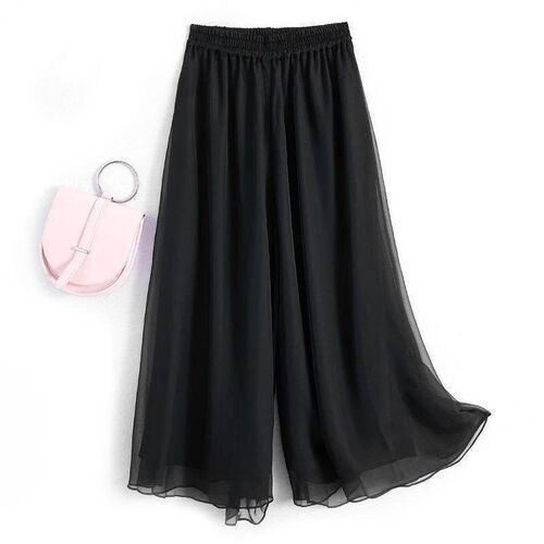 Fashion Woman Casual Chiffon Wide Leg Pants Big Size Loose S