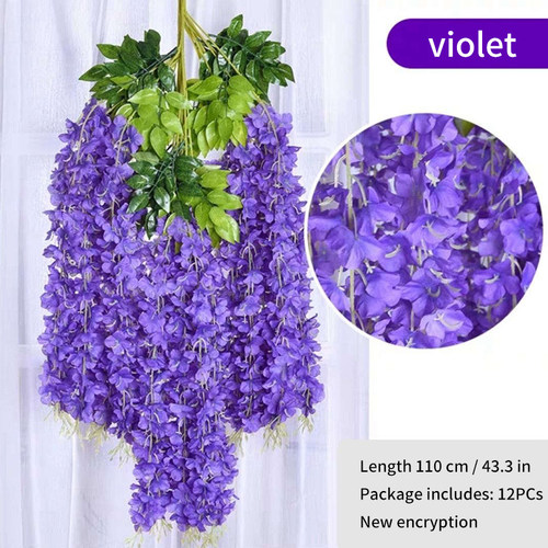 12Pcs Wisteria Artificial Flower Rattan Wreath Arch Wedding