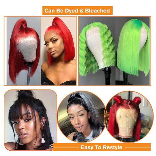 Brazilian 13*4 Lace Front Wig Short Human Hair Wigs Remy Hai