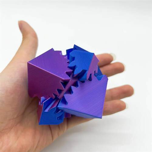 3D Printed Cube Fidget Toy Gear Ball Sss Relief Cube Rotatin