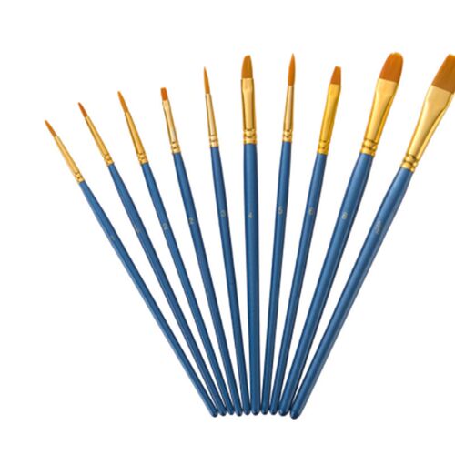 10Pcs/Set Watercolor Gouache Paint Brushes Different Shape