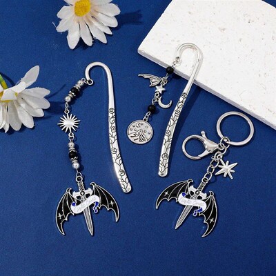 Charm Acotar Moon Bookmark - Fantasy Sun Star Silver Chain P