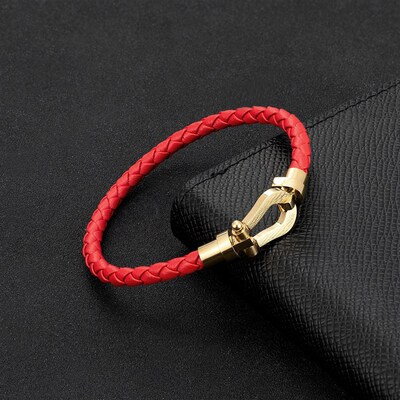 Titanium Steel Bracelet Four-color Braided Horseshoe Clasp S