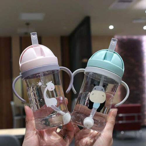 350ml Kids Drinking Cup Feeding Bottle With Straw Gravity Ba