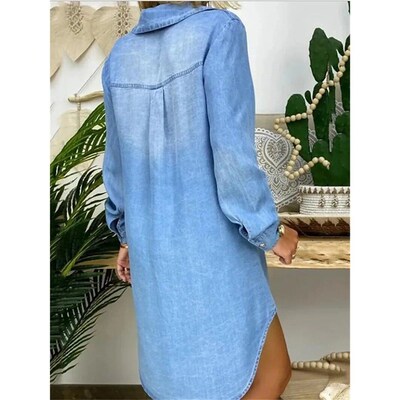 Fashion Spring Autumn Women Denim Shirts Long Sleeve Loose B