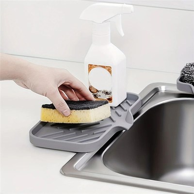 Sink Silicone Tray With Drain Soap Sponge Storage Holder Cou