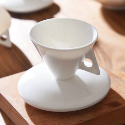 Bone china hand brewed coffee cups and saucers set with spoo