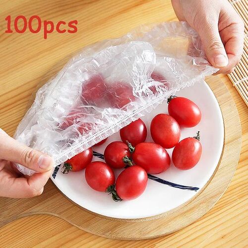 100pcs Disposable Food ver Plastic Wrap Elastic Food Lids Fo