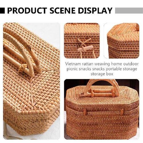 Collapsible Grocery Basket Rattan Snack Box Storage Home