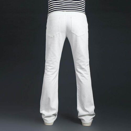 Denim micro flared pants mens white jeans