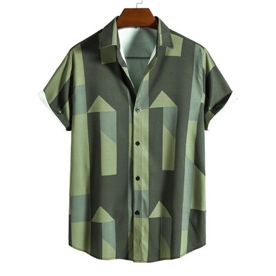 New Mens Casual Loose Large Size Lapel Short Sleeve Shirt