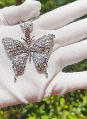 。Copper inlaid zircon Butterfly Pendant hiphop hip hop rap